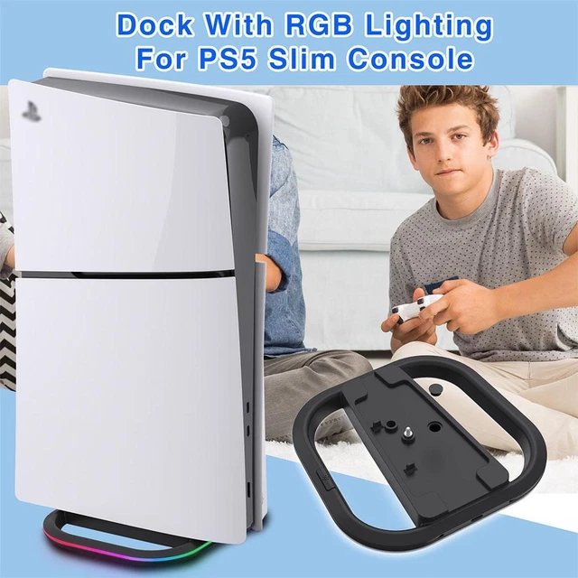 Led Game Console Stand FOR PS5 SLIM Console Vertical Stand RGB LED Atmosphere Light Game ...