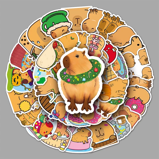 50PCS Capybara Cartoon Stickers Decal Animal Decoration Suitcase Scrapbookin LEI