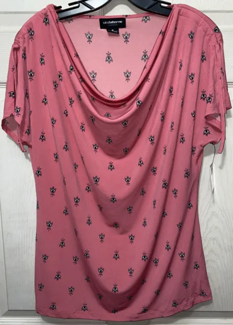 Ladies Sz M Liz Claiborne Rose Colored Top Ruched Sleeves NWT
