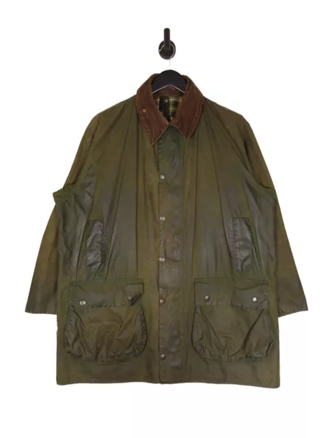 90's Barbour A200 Border Jacket Size C44 XL Green Wax Cotton Made In England