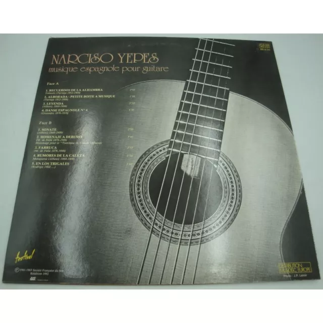 Narciso Yepes - Musique espagnole pour guitare - Tarrega/Albeniz/De Falla LP 198 2