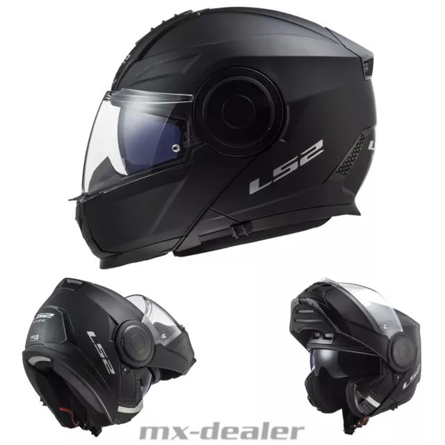 LS2 Ff 902 Scope Casque Modulable Moto Solide Noir Mat de Tour Urbain