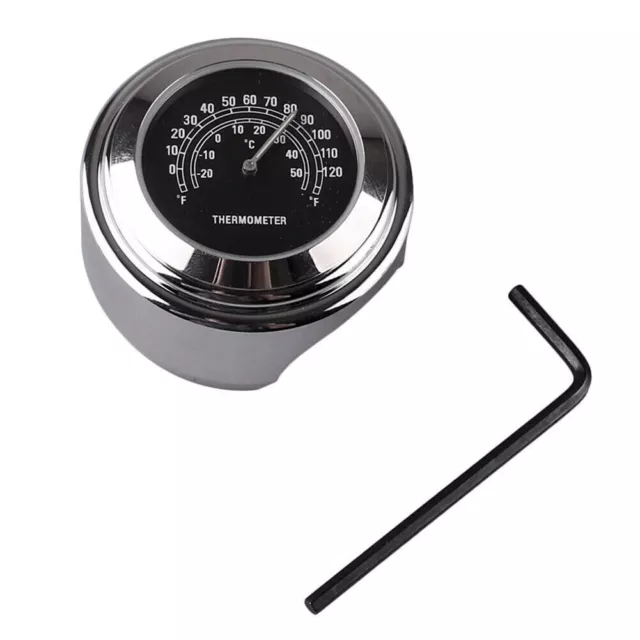 Motorcycle 7/8"& 1'' Handlebar Bars Mount Temp Black Dial Thermometer Chrome New