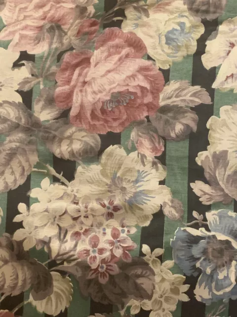 charming 1930s french Silk  striped floral fabric 1590 2