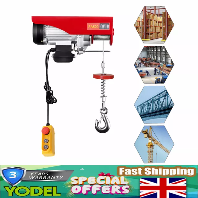 800kg Electric Pulley Crane Scaffold Hoist Winch Workshop Garage Cable Lift