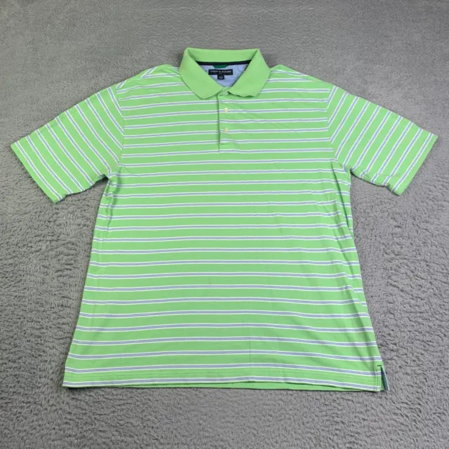 Tommy Hilfiger Golf Polo Shirt Adult Extra Large Green Blue Striped Casual Mens