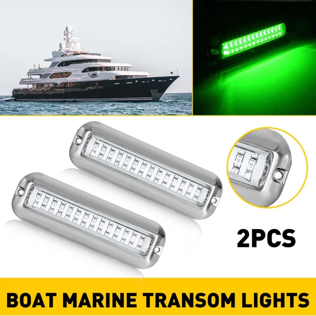 1Pair Green 42 Led Underwater Boat Marine Transom Lights Stainless Steel Pontoon