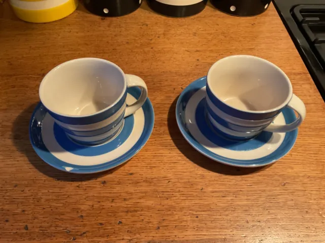 TG Green cornishware cup and saucer x2 read description