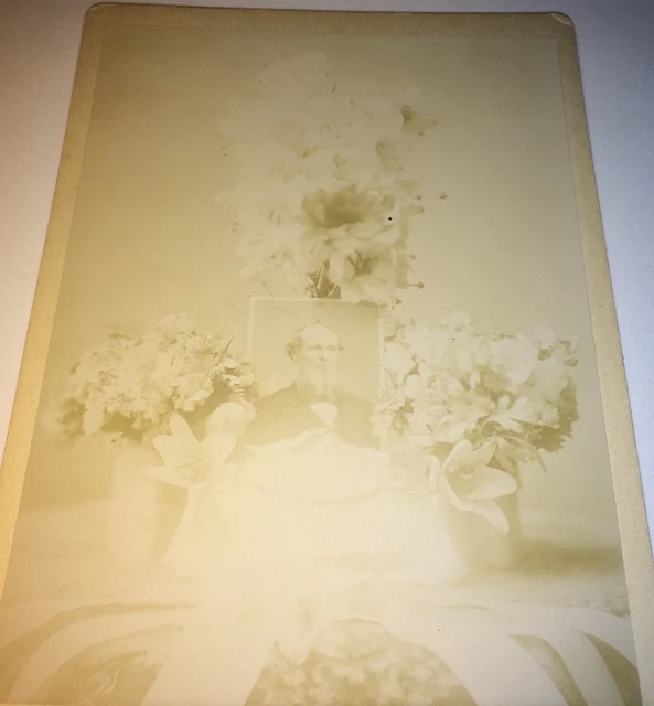 Antique Victorian American Memorial / Mourning Floral Utica, PA! Cabinet Photo!