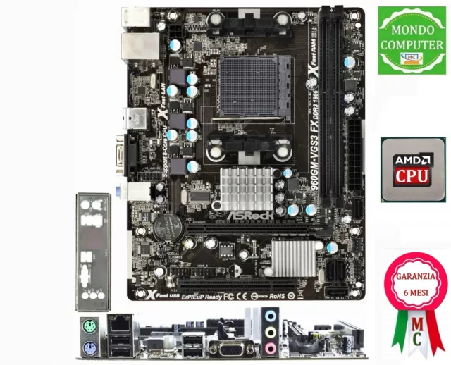 Scheda Madre Socket Am3+ Asrock 960Gm-Vgs3 + Lamiera Back Panel