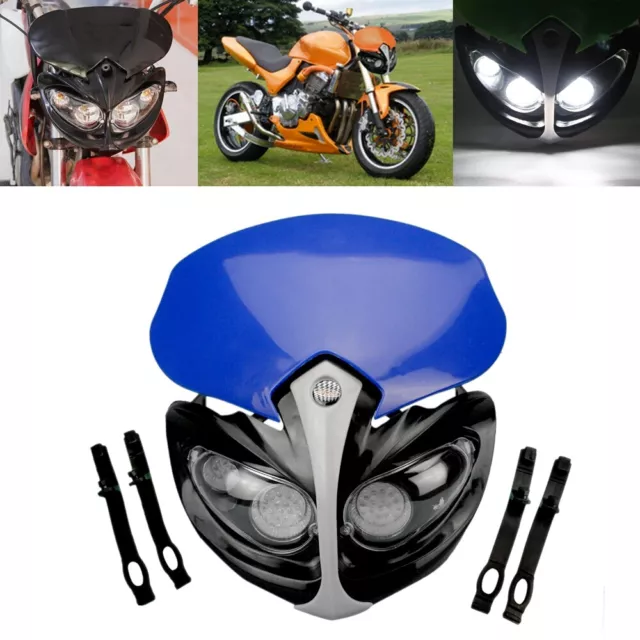 Enduro Dual Sport Dirt Bike LED Headlight Mask For Yamaha Honda Suzuki EXC XC WR