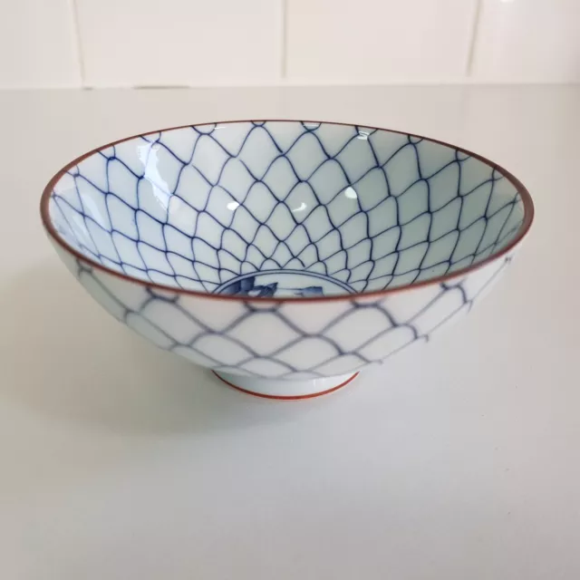 VTG Japanese porcelain rice noodle soup sushi bowl dish 11cm net pattern Japan