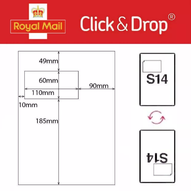 Royal Mail Click and Drop Linnworks Integrated Labels Invoice A4 Sheet Paper S14