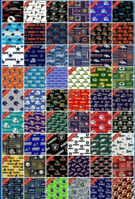 NFL Cotton Fabric 1/4 Yard, 9 Inches x 58 Inches Pick your team 100% COTTON