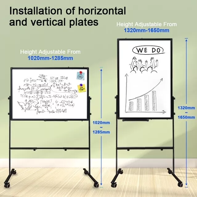 Double Sided Mobile Magnetic Whiteboard 90x60cm Vertical or Horizontal