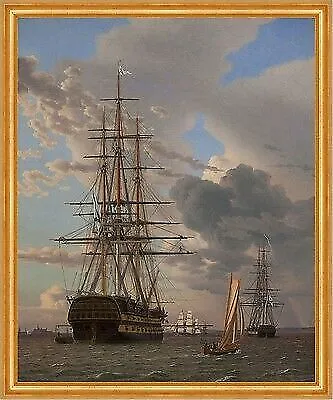 The Russian Ship of the Line Asow at Anchor Eckersberg Schiff Meer B A2 01169