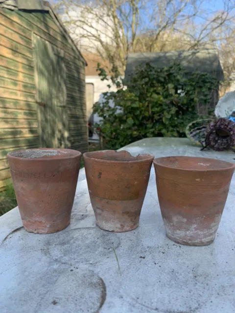 Terracotta Vintage Hand Thrown Plant Pots 3.5" #K