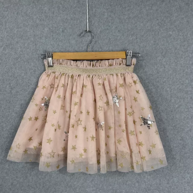 K-D Skirt Kids Girl Size 6 Pink Tutu Gold Star Detail Party Birthday Tulle
