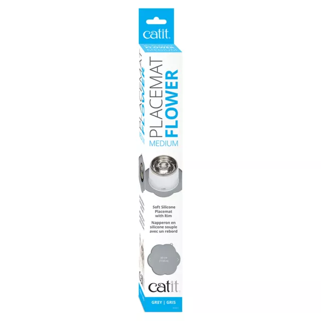 Catit Tapis en Silicone Fleur Gris pour Chats, Neuf 2