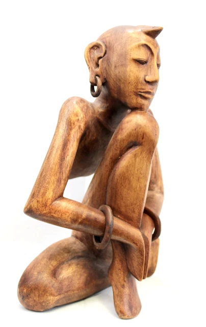Abstract Yoga Yogi Figure Statue Asana Wood Carving Sculpture handmade Bali art
