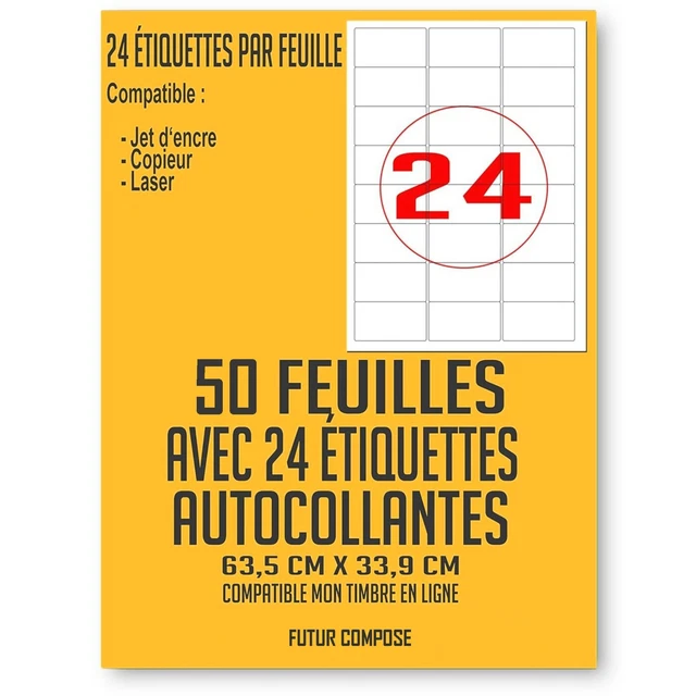 Étiquettes Autocollantes 105x37 Mm - 1600 étiquettes Par Lot | Compatible Imprimantes Laser Et Jet D'encre