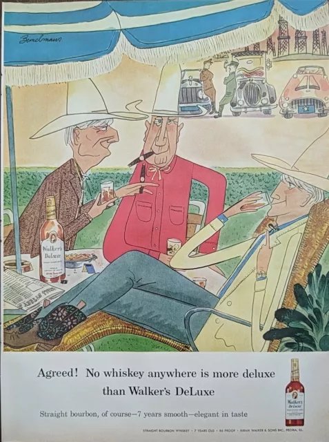 1958 vintage walkers deluxe whiskey print ad. Hiram Walker & Sons