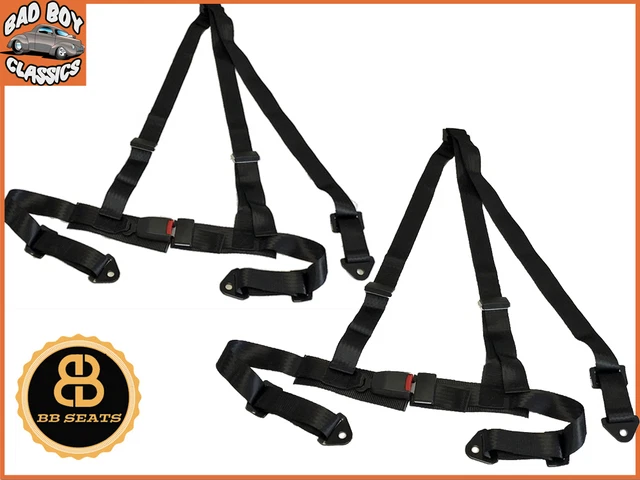 3 Black Dot Fully Adjustable Car Seat Belt Harness Universal Model
