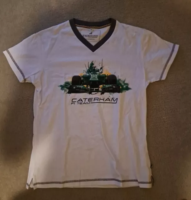 CATERHAM F1 Team Official Mens White V-Neck T-Shirt Size XXL Vgc FREE POST Au