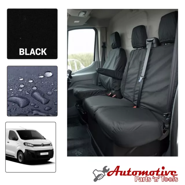 BLACK TAILORED SEAT Covers for Vauxhall Vivaro 2014 19 Front
