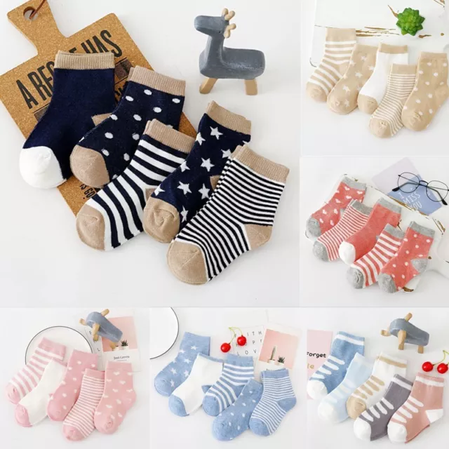 5 Pairs Baby Boy Girl Cotton Socks NewBorn Infant Toddler Kids 0-6 Years old