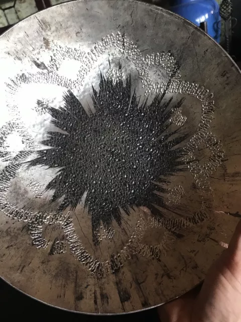 Vintage Dorothy Thorpe Crackle Glass with Silver Large Deep Bowl 13.25” Wide