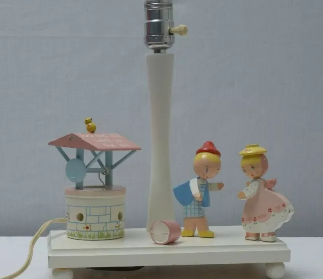 Vintage Wooden Nursery Lamp IRMI Nursery Plastics Jack & Jill Lighted Well