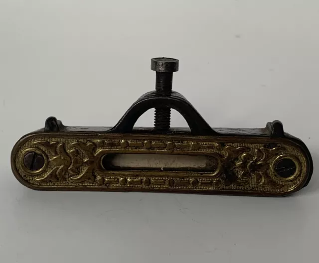 Early 1900's Level Tool Cast Iron Ornate Victorian Era Pocket Line Level works