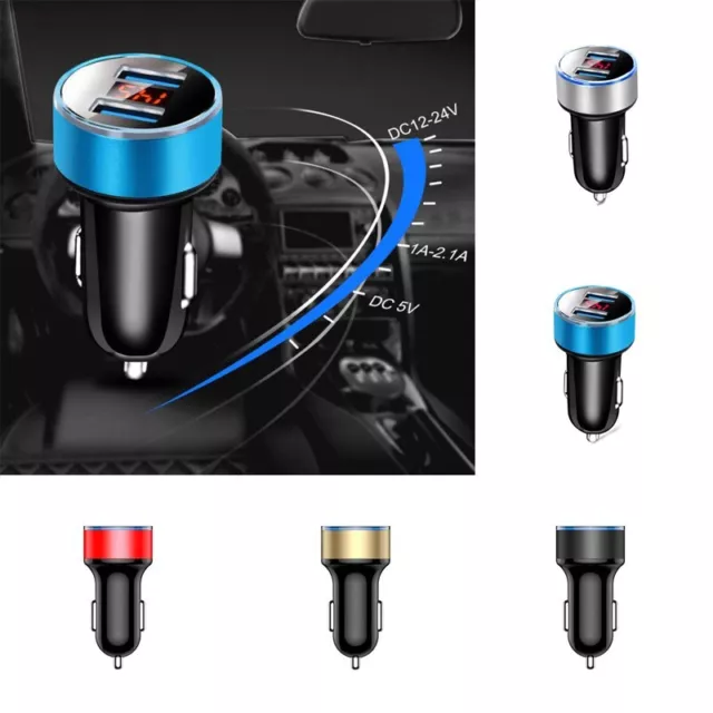 LED Digital Voltmeter Dual Ports 31A USB Car Charger 12V/24V Aluminum Alloy