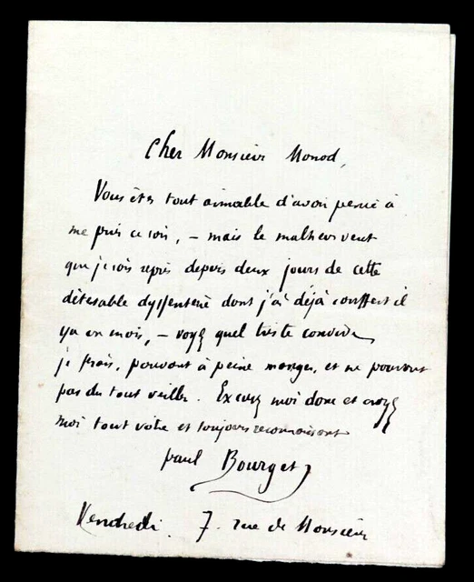 Lettre Autographe Signée De Paul FÉVAL - Écrivain Du XIXème - Manuscrit Littéraire