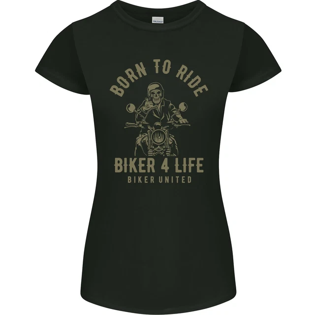 T-shirt Biker 4 Life moto teschio donna petite cut