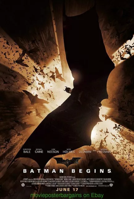 BATMAN BEGINS MOVIE POSTER NEAR MINT CONDITION 27x40 DS  Advance CHRISTIAN BALE