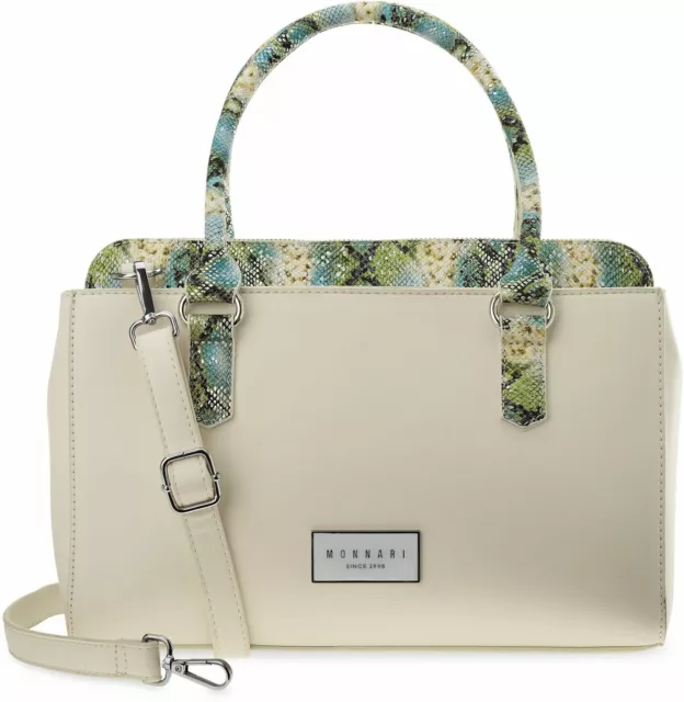 Damen Tasche kleine Aktentasche Monnari Handtasche Creme Farben