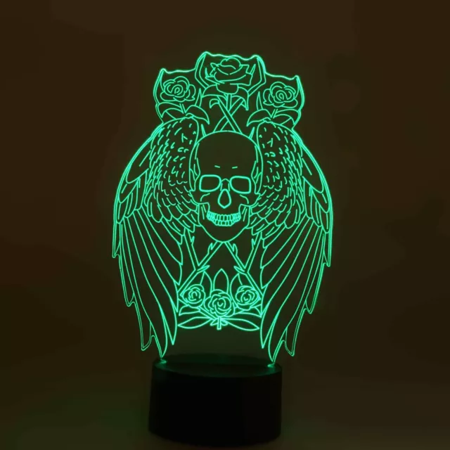 originelle 3D LED-Lampe Totenkopf Engel Tischlampe RGB Innenleuchte Wohnlicht