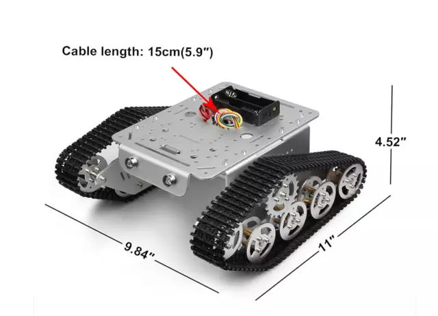 Smart Car Platform Tracked Robot Metal Aluminium Alloy Tank Chassis with DCMotor 2