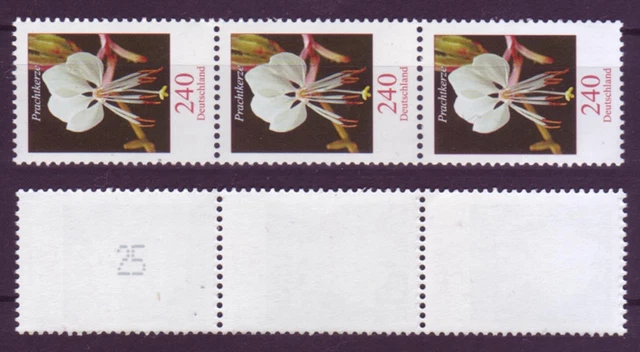 Bund 2969 RM 3er Streifen ungerader Nr. Prachtkerze 240 C ** mit Streifengummi Y
