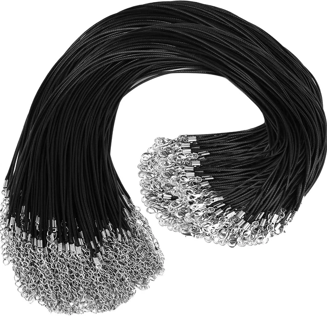 100 piezas Collar de Cuero Premium Cadenas Cordón de Pulsera 18 pulgadas Negro, Negro