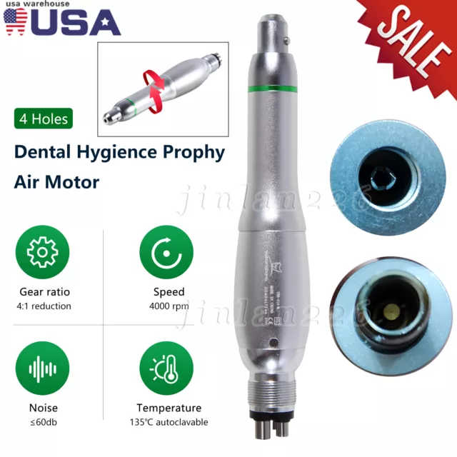 Premium Plus Dental Hygiene Prophy Handpiece Air Motor 4 Holes & 4:1 Nose Cone S