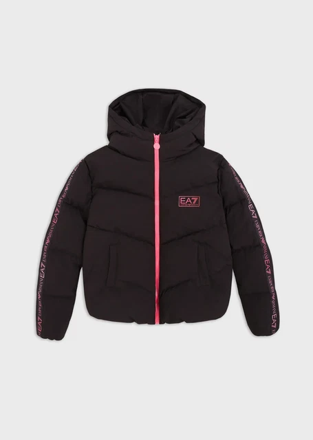 6Lfb03 Giubbotto Ea7 Emporio Armani Bambina Kids Junior Giubbino Piumino Nero