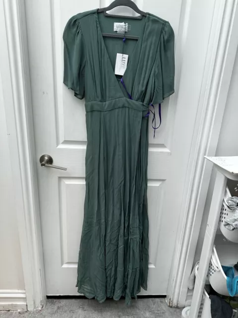 BNWT Luxe by Seraphine Sage Green Maxi Maternity & Nursing Wrap Dress