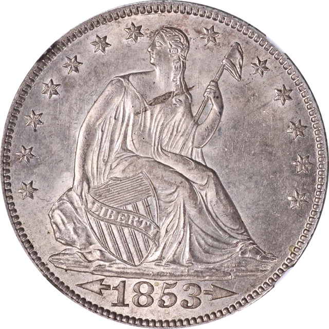 1853-P Seated Half Dollar Arrows & Rays NGC MS62 Great Eye Appeal Strong Strike