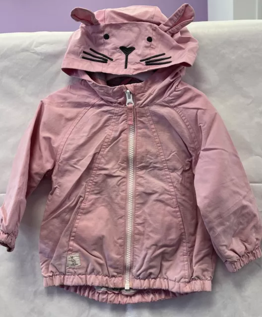 Girls - Pink Kangaroo Jacket - Hooded - 12-18 Months - Good Condition