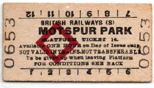BR(S) Platform Ticket Motspur Park 1d