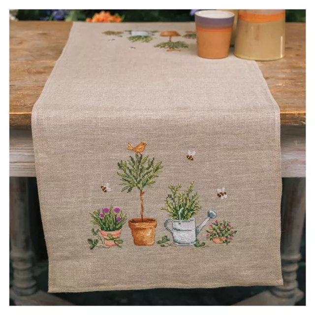 Vervaco Printed Table Runner Embroidery Package " Garden Tools " PN-0200109