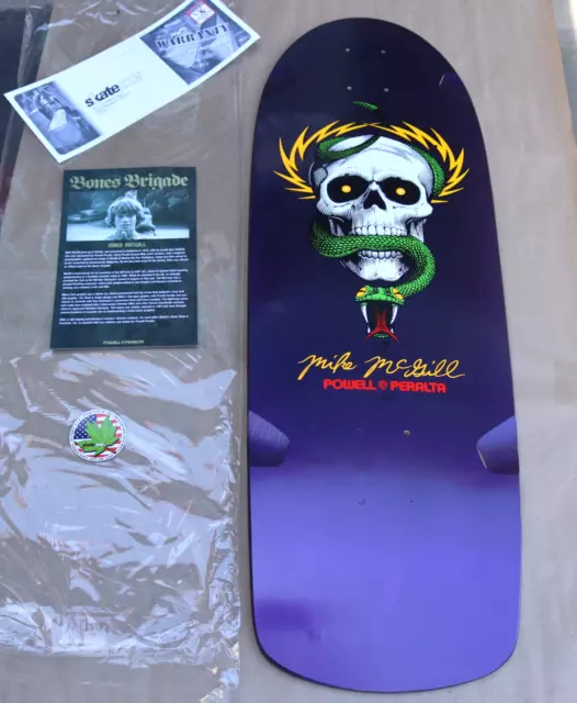 2012 Powell Peralta Mike McGill Bones Brigade Snake Skull Purple Skateboard Deck